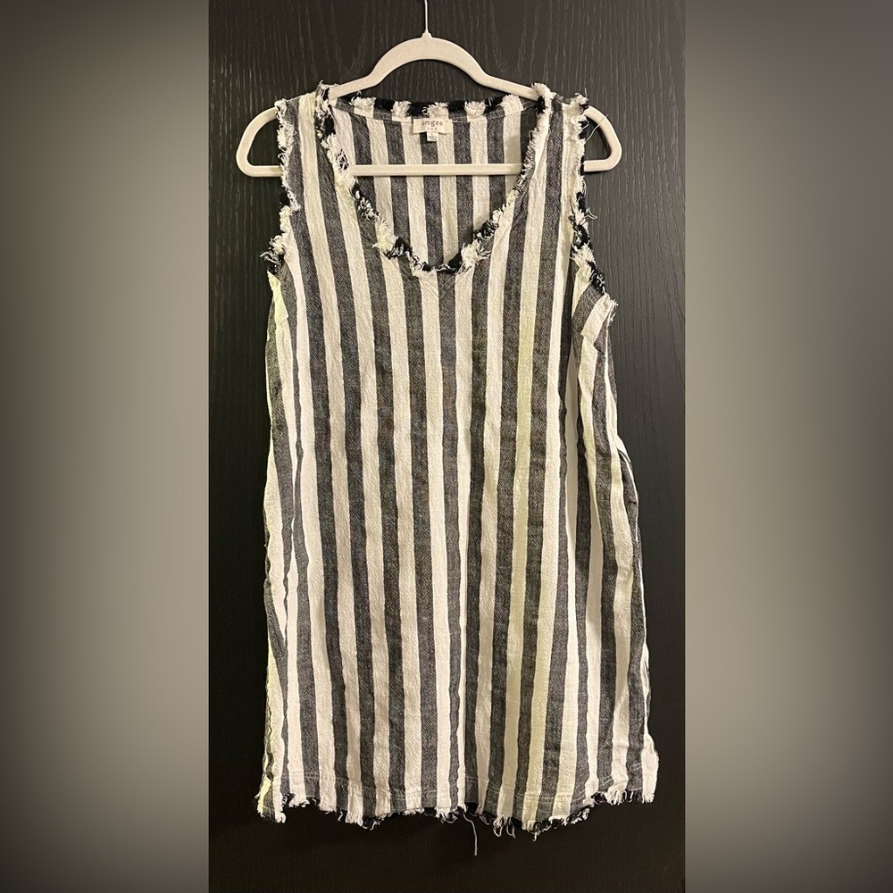 Umgee Distressed Black and White Striped Dress